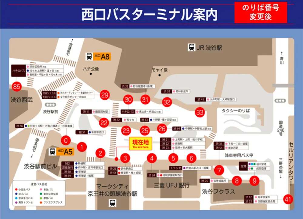 西口バスターミナル案内